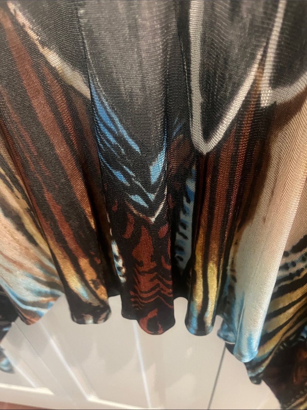 Draped Open Front Vest Cardigan - Black Multi - Picture 5 of 5